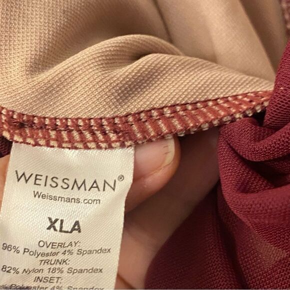 WEISSMAN Dance Costume Burgundy red jumpsuit Mesh Cropped Unitard SM11090 XLA - Picture 10 of 15